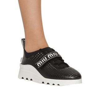 Miu Miu 30mm Perforated Leather Sneakers Sz 38.5